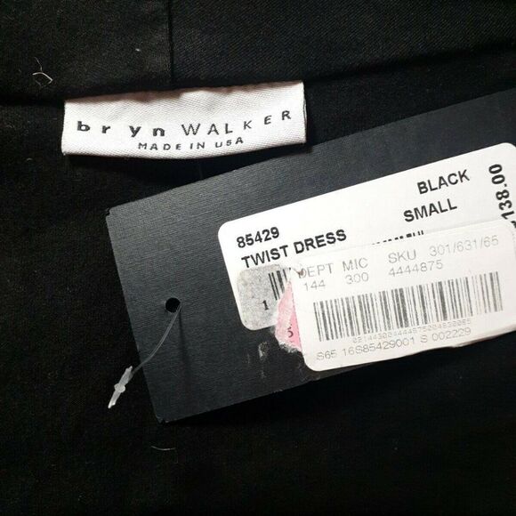 Bryn Walker Dress Black Faux Wrap Organic Small‎ - Picture 9 of 11